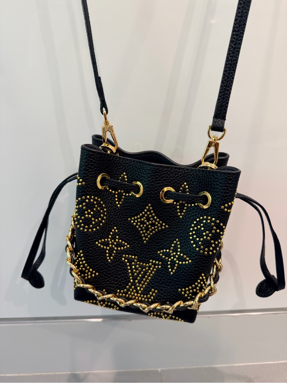 Mini monogram pico bag black leather gold tone hardware